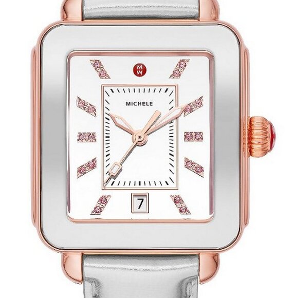 Michele Deco Sport High Shine Silver Mirror Diamond Dial - Pink Gold Tone SS